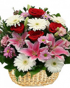 Asiatic lilies and wax-flower